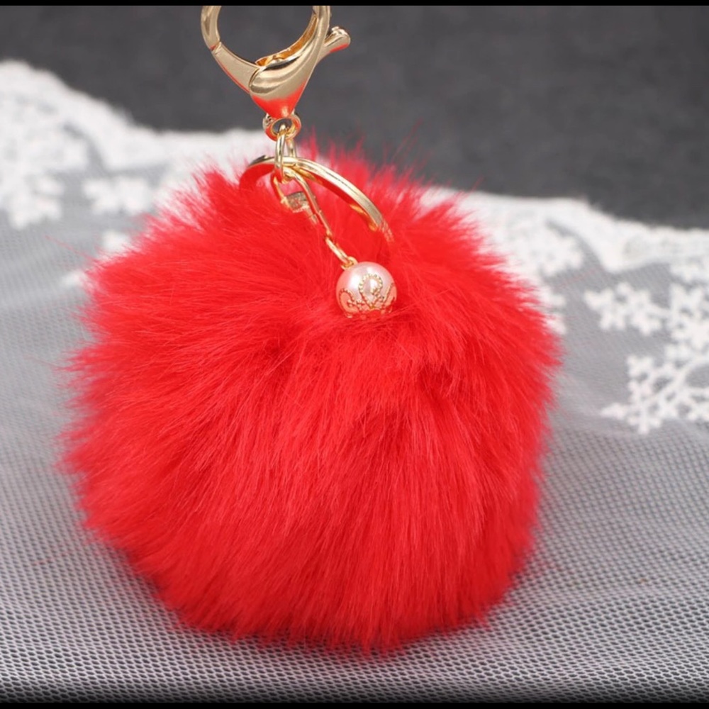 Red Pom Keychain